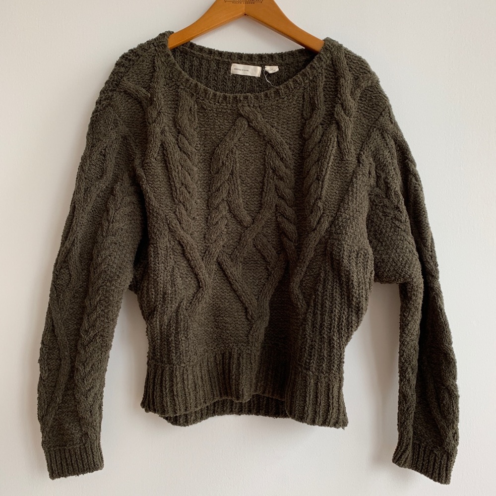 Anthropologie | Chunky Olive Knit Sweater